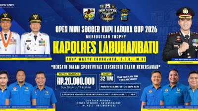 Manager M.Sukma Bawa Tim Tribrata FC Ikuti Turnamen Open Mini Soccer KNPI Labura Cup 2026